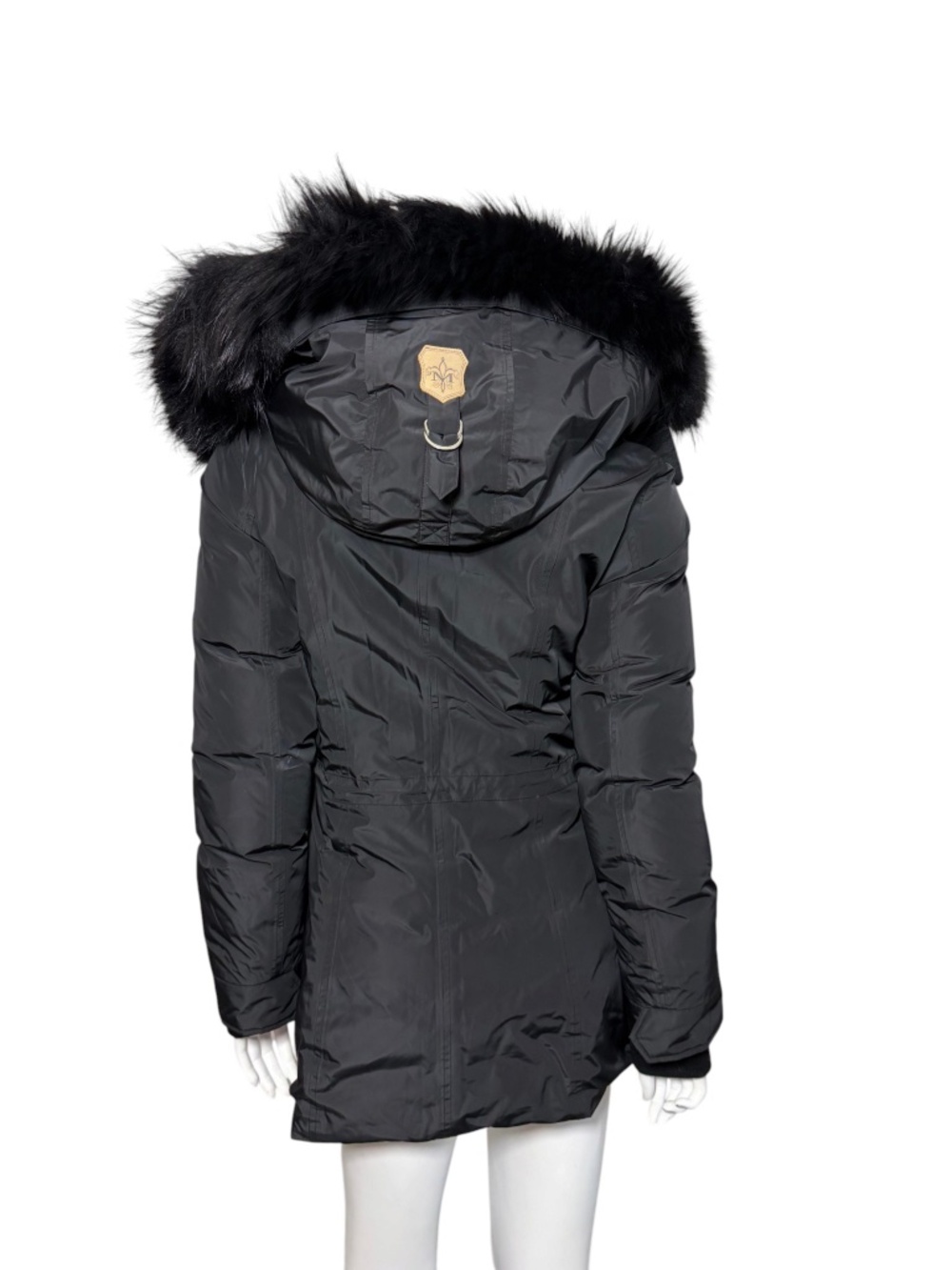 Mackage Down Parka Coat Real Asiatic Raccoon Fur Leather Trim Black XXS - Picture 7 of 16